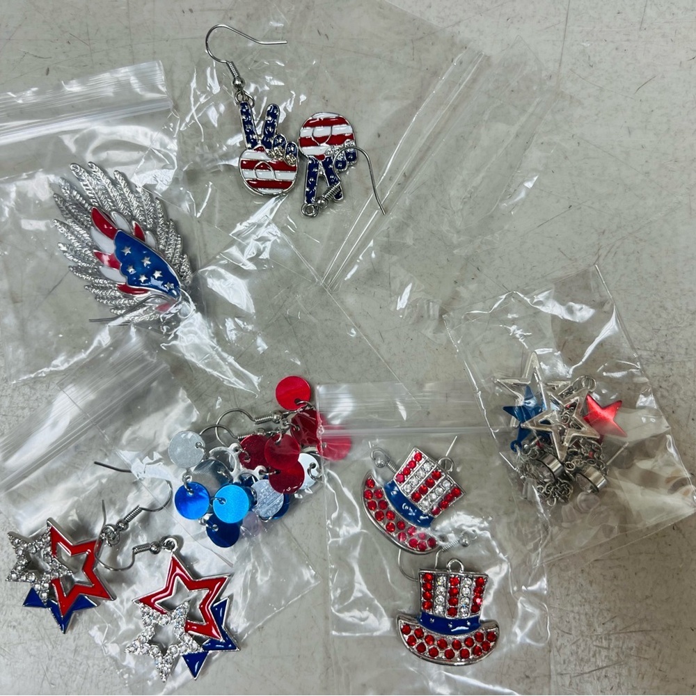 Patriotic Earrings Set with Stars and Stripes